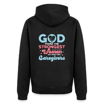 God Found The Strongest Women Caregiving Carer - Unisex Premium Organic Zip Hoodie - black - Back - Nico (187cm)