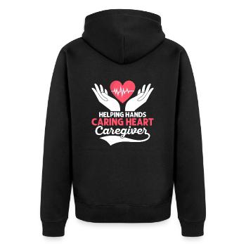 Helping Hands Caring Heart Caregiver Carer Caregiv - Unisex Premium Organic Zip Hoodie - black - Back - Nico (187cm)