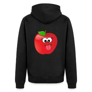 Funny smiling apple fruit with face - Unisex Premium Organic Zip Hoodie - black - Back - Nico (187cm)
