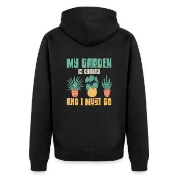 Mon jardin m’appelle et je dois aller à la botanique - Veste à capuche bio Premium Unisexe - noir - Dos - Nico (187cm)