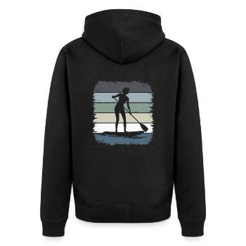 Stand Up Paddling - Unisex Premium Bio Zip Hoodie - Schwarz - Hinten - Nico (187cm)