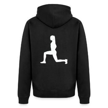 Fille de fitness - Veste à capuche bio Premium Unisexe - noir - Dos - Nico (187cm)