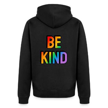 Be kind rainbow gay pride - Unisex Premium Organic Zip Hoodie - black - Back - Nico (187cm)