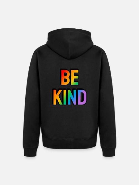 Be kind rainbow gay pride - Unisex Premium Organic Zip Hoodie - black