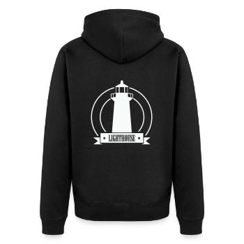 Lighthouse - Unisex Premium Organic Zip Hoodie - black - Back - Nico (187cm)