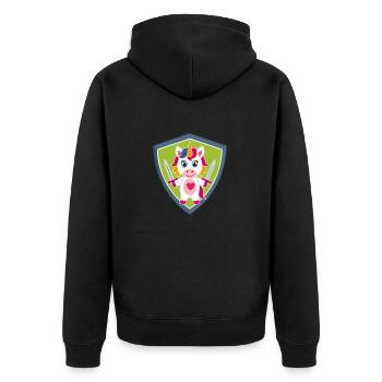 Einhorn Schutzengel - Unisex Premium Bio Zip Hoodie - Schwarz - Hinten - Nico (187cm)
