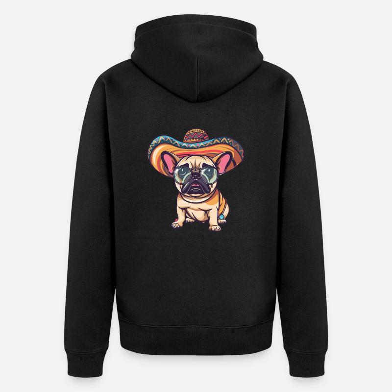 Buldog Français Chien Sombrero - Veste à capuche bio Premium Unisexe - noir