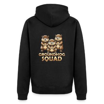 Groundhog Squad Animal Rodent - Unisex Premium Bio Zip Hoodie - Schwarz - Hinten - Nico (187cm)