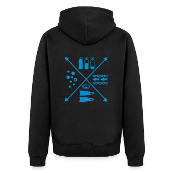 tauchen - Unisex Premium Bio Zip Hoodie - Schwarz - Hinten - Nico (187cm)