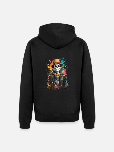 buntes Skelett - Unisex Premium Bio Zip Hoodie - Schwarz