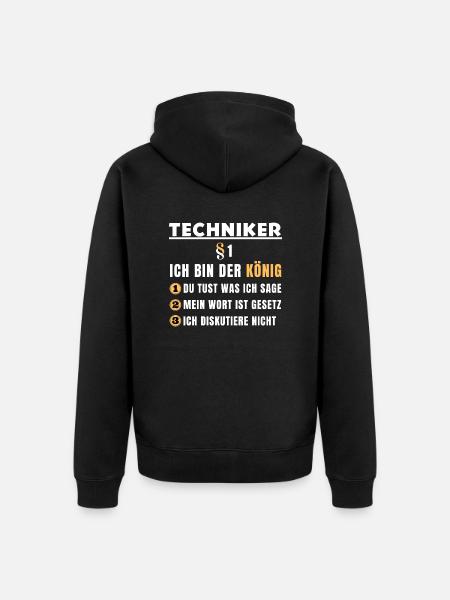 Techniker Geschenk - Ich bin der König - Unisex Premium Bio Zip Hoodie - Schwarz