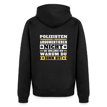 Les policiers ne discutent pas - Veste à capuche bio Premium Unisexe - noir - Dos - Nico (187cm)