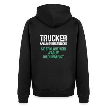 Les camionneurs ne se disputent pas - Veste à capuche bio Premium Unisexe - noir - Dos - Nico (187cm)
