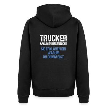 Les camionneurs ne discutent pas - Veste à capuche bio Premium Unisexe - noir - Dos - Nico (187cm)