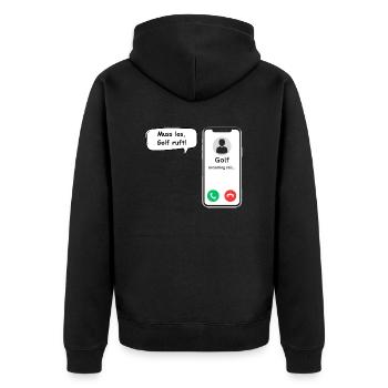 Appels de golf - Dicton sportif - ApriNoeScor - Veste à capuche bio Premium Unisexe - noir - Dos - Nico (187cm)