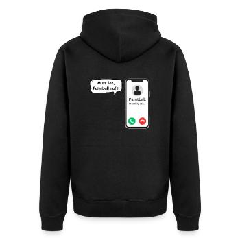 Paintball ruft - Sport Spruch - ApriNoeScor - Unisex Premium Bio Zip Hoodie - Schwarz - Hinten - Nico (187cm)