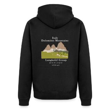 Italy Dolomites Sassolungo Group Mountains - Unisex Premium Organic Zip Hoodie - black - Back - Nico (187cm)