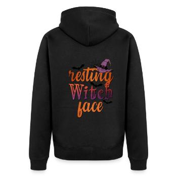 Halloween Resting Witch Face - Unisex Premium Bio Zip Hoodie - Schwarz - Hinten - Nico (187cm)
