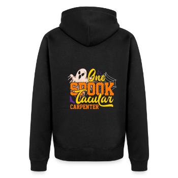 Halloween Un charpentier effrayant - Veste à capuche bio Premium Unisexe - noir - Dos - Nico (187cm)