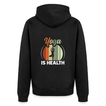 LE YOGA, C’EST LA SANTÉ - Veste à capuche bio Premium Unisexe - noir - Dos - Nico (187cm)