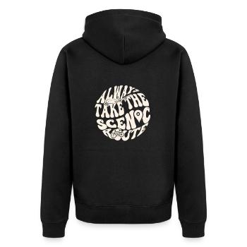 Always take the scenic route - Unisex Premium Organic Zip Hoodie - black - Back - Nico (187cm)