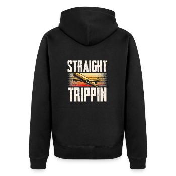 Straight trippin - Unisex Premium Organic Zip Hoodie - black - Back - Nico (187cm)