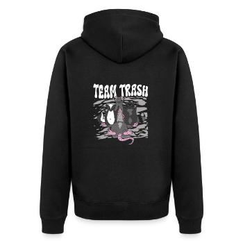 Team Trash - Unisex Premium Bio Zip Hoodie - Schwarz - Hinten - Nico (187cm)