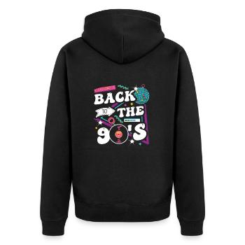 Back to the 90's - Unisex Premium Bio Zip Hoodie - Schwarz - Hinten - Nico (187cm)
