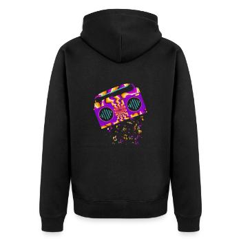Retro Music - Unisex Premium Bio Zip Hoodie - Schwarz - Hinten - Nico (187cm)