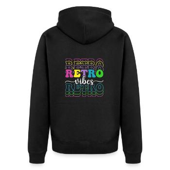 Retro vibes - Unisex Premium Bio Zip Hoodie - Schwarz - Hinten - Nico (187cm)
