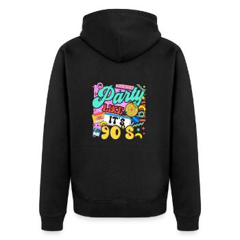 Faites la fête comme si c’était 90 - Veste à capuche bio Premium Unisexe - noir - Dos - Nico (187cm)