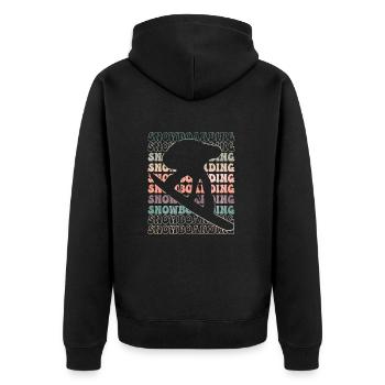 230117 W03 03 DECOM Snowboarding Retro text - Unisex Premium Bio Zip Hoodie - Schwarz - Hinten - Nico (187cm)