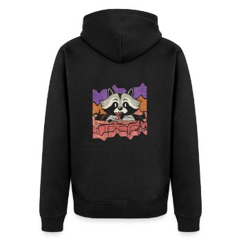 Trash Retro - Unisex Premium Bio Zip Hoodie - Schwarz - Hinten - Nico (187cm)