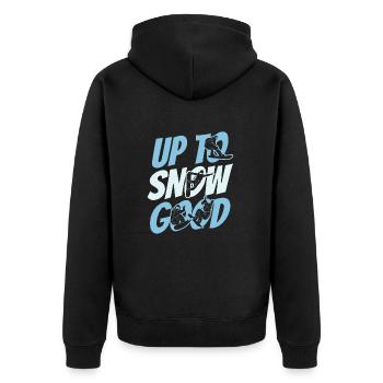 Up to snow - Unisex Premium Bio Zip Hoodie - Schwarz - Hinten - Nico (187cm)