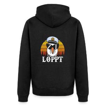 Löppt - Unisex Premium Bio Zip Hoodie - Schwarz - Hinten - Nico (187cm)