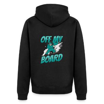 Off my Board - Unisex Premium Bio Zip Hoodie - Schwarz - Hinten - Nico (187cm)