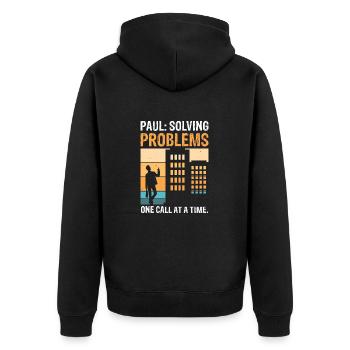 Paul Résoudre des problèmes un appel à la fois - Veste à capuche bio Premium Unisexe - noir - Dos - Nico (187cm)