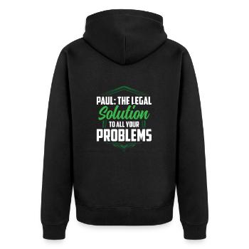 Paul The legal solution to all your problems Copy - Unisex Premium Organic Zip Hoodie - black - Back - Nico (187cm)