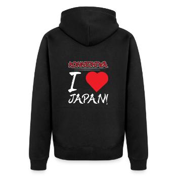 Konnichiwa I love Japan - Unisex Premium Bio Zip Hoodie - Schwarz - Hinten - Nico (187cm)