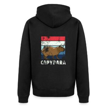 Capybara Vintage Style Rétro - Veste à capuche bio Premium Unisexe - noir - Dos - Nico (187cm)