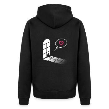 Cat sits by the window and waits - Cat Fan - Unisex Premium Organic Zip Hoodie - black - Back - Nico (187cm)