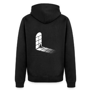 Cat sits by the window and waits - Cat Fan - Unisex Premium Organic Zip Hoodie - black - Back - Nico (187cm)