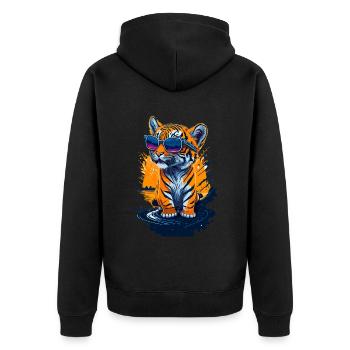 Mignon bébé tigre - Veste à capuche bio Premium Unisexe - noir - Dos - Nico (187cm)