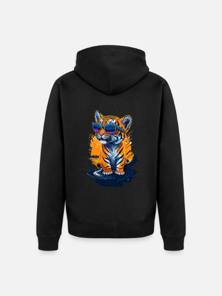 Cute baby tiger - Unisex Premium Organic Zip Hoodie - black