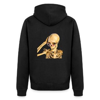 Qui suis-je encore ? - Veste à capuche bio Premium Unisexe - noir - Dos - Nico (187cm)