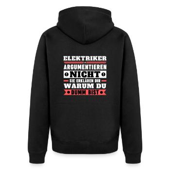 Electricians don't argue - Unisex Premium Organic Zip Hoodie - black - Back - Nico (187cm)
