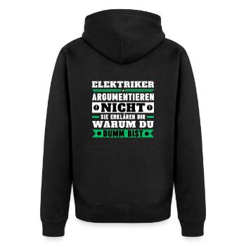 Electricians don't argue - Unisex Premium Organic Zip Hoodie - black - Back - Nico (187cm)