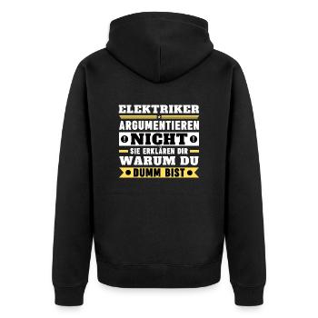 Electricians don't argue - Unisex Premium Organic Zip Hoodie - black - Back - Nico (187cm)