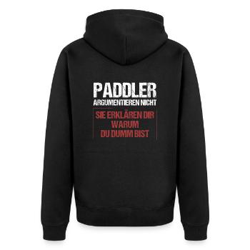 Paddlers don't argue - Unisex Premium Organic Zip Hoodie - black - Back - Nico (187cm)