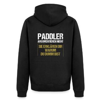 Paddlers don't argue - Unisex Premium Organic Zip Hoodie - black - Back - Nico (187cm)